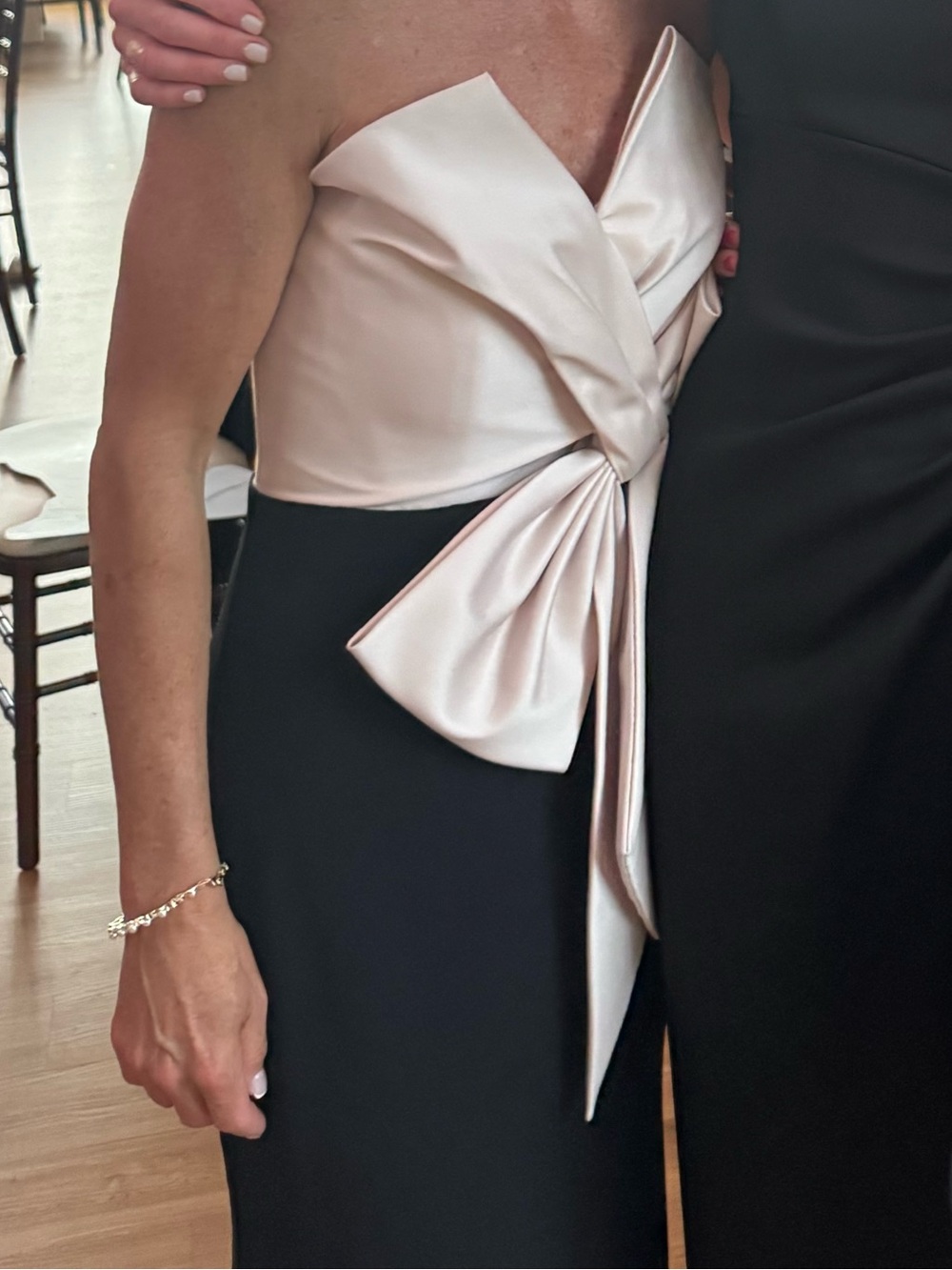 Badgley Mischka Blush & Black Bow Combo Dress - Picture 14 of 14